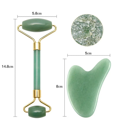 Rouleau de Massage Quartz Rose & Gua Sha - Lifting & Drainage Lymphatique