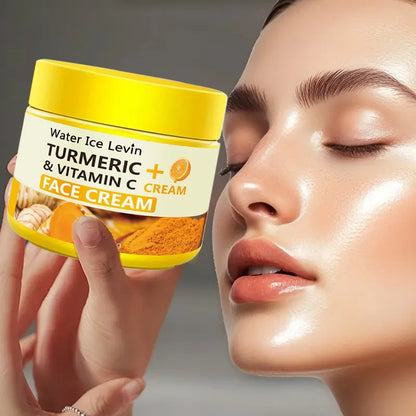 Crème Visage Curcuma & Vitamine C - Anti-Âge, Hydratante & Éclatante