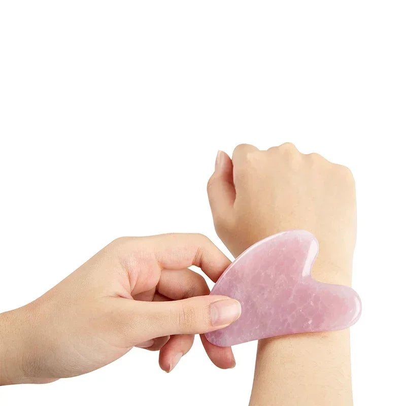Rouleau de Massage Quartz Rose & Gua Sha - Lifting & Drainage Lymphatique