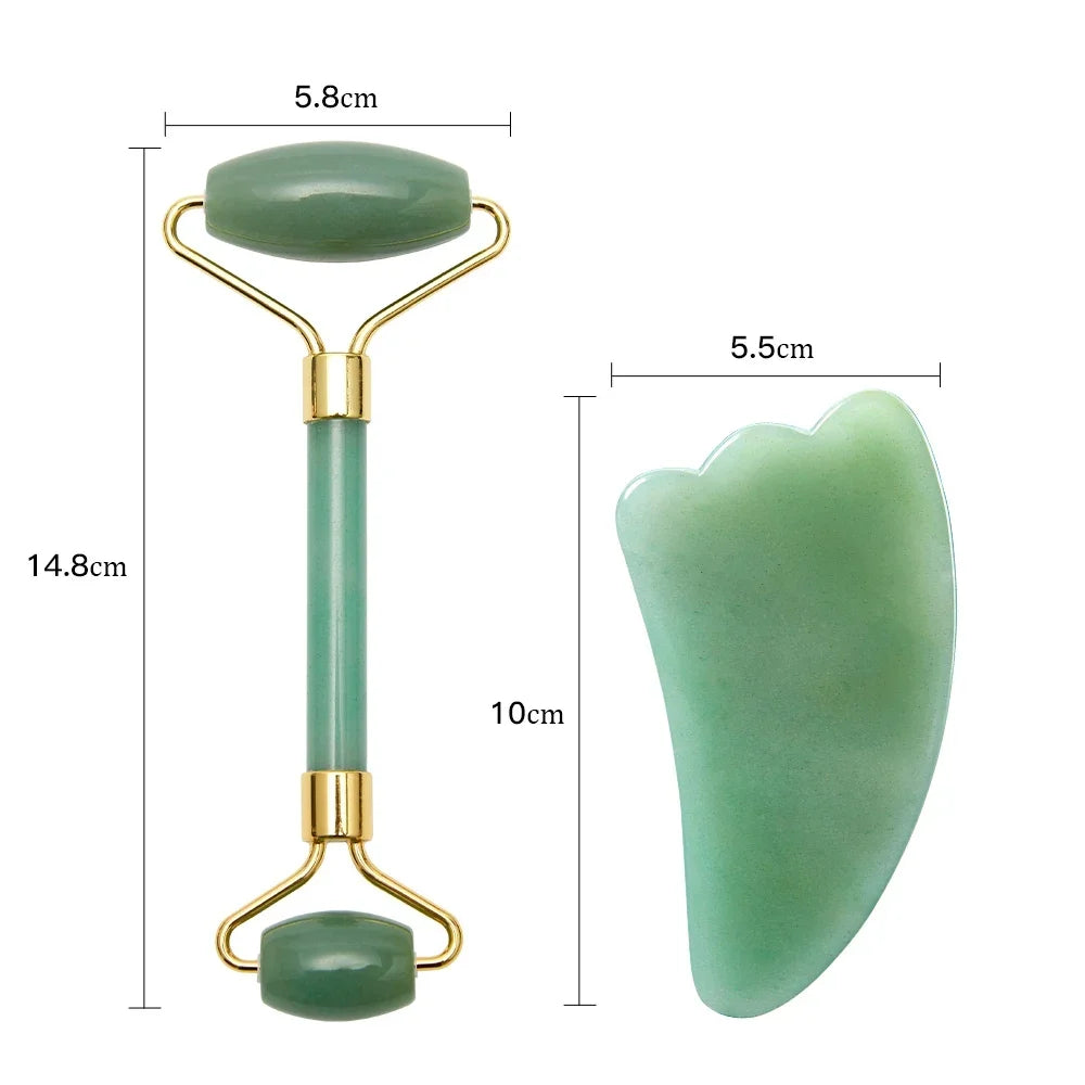 Rouleau de Massage Quartz Rose & Gua Sha - Lifting & Drainage Lymphatique