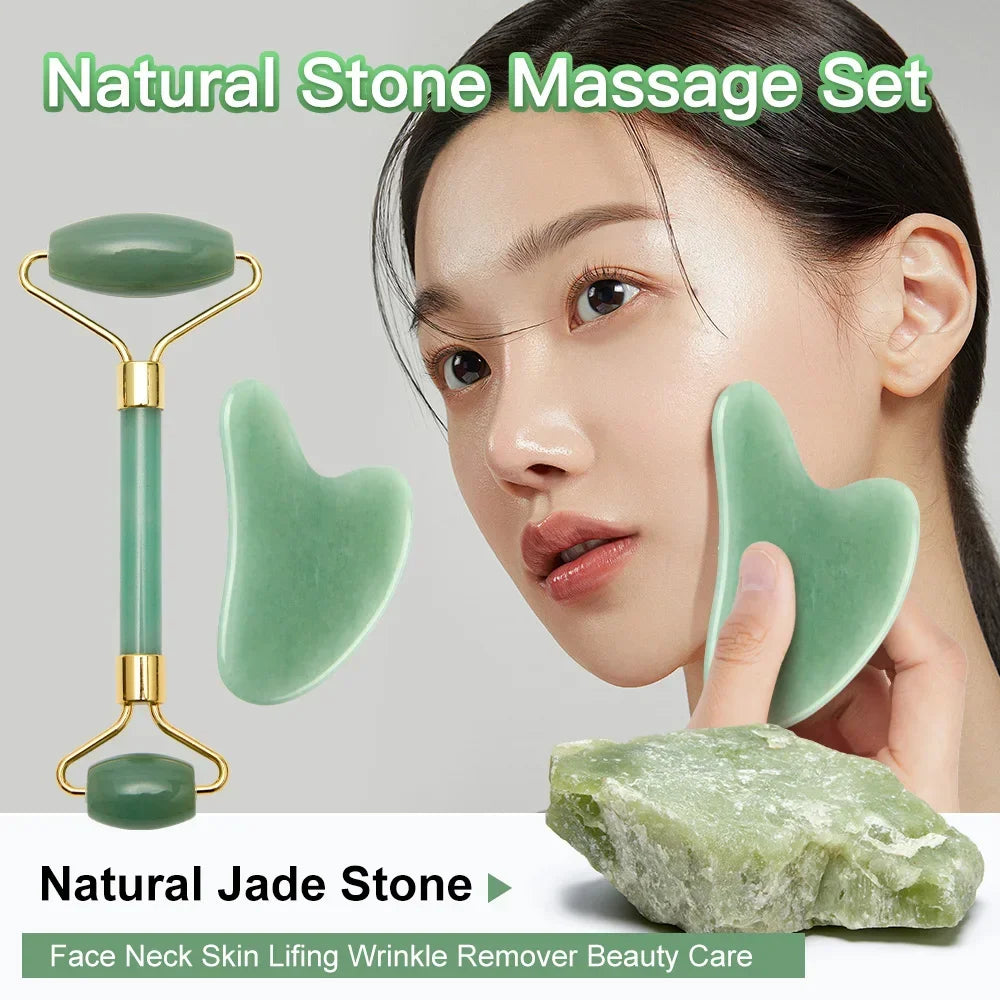 Rouleau de Massage Quartz Rose & Gua Sha - Lifting & Drainage Lymphatique