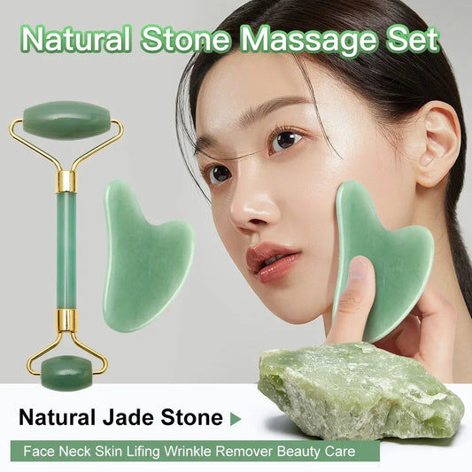 Rouleau de Massage Quartz Rose & Gua Sha - Lifting & Drainage Lymphatique