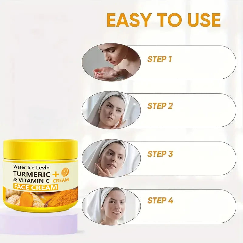 Crème Visage Curcuma & Vitamine C - Anti-Âge, Hydratante & Éclatante