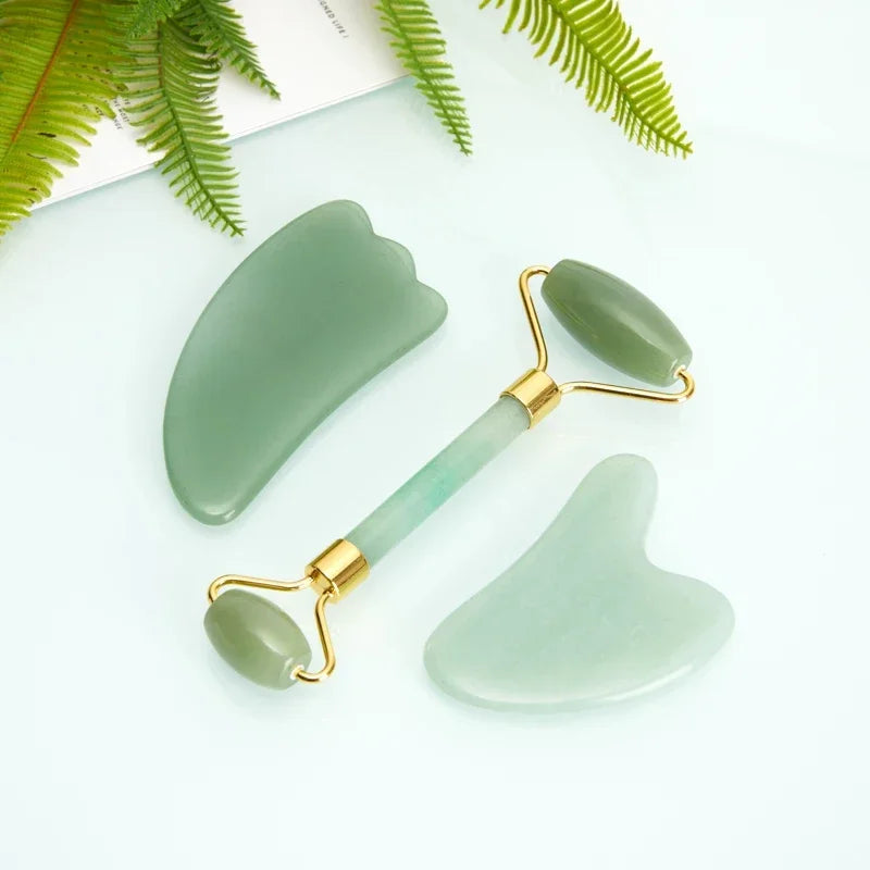 Rouleau de Massage Quartz Rose & Gua Sha - Lifting & Drainage Lymphatique