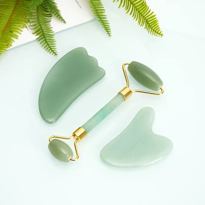 Rouleau de Massage Quartz Rose & Gua Sha - Lifting & Drainage Lymphatique
