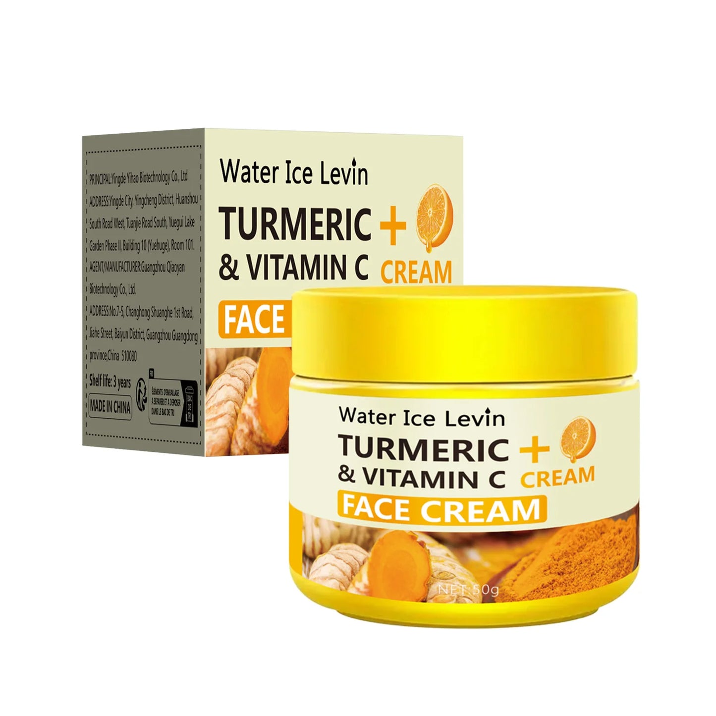 Crème Visage Curcuma & Vitamine C - Anti-Âge, Hydratante & Éclatante